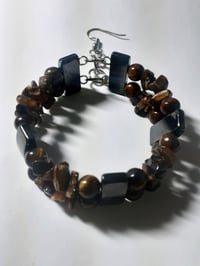 Image 3 of PRETTY UNIQUE hematite tigers eye Afrocentric custom beaded earringsw/bracelet