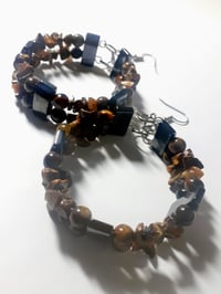 Image 1 of PRETTY UNIQUE hematite tigers eye Afrocentric custom beaded earringsw/bracelet