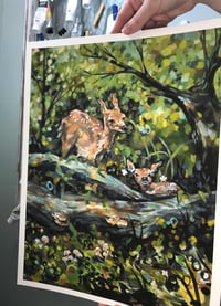 Image 2 of 12x16" Limited Edition Print of Forest Fawns