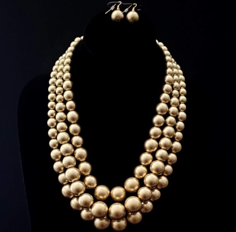 Image of Light Gold Triple Layer Necklace Set 