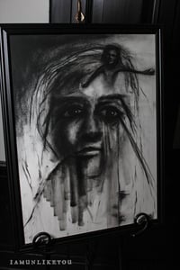 Image 1 of The Origins of a Parallel Revenge 18 x 24" [Original Charcoal Drawing Framed]