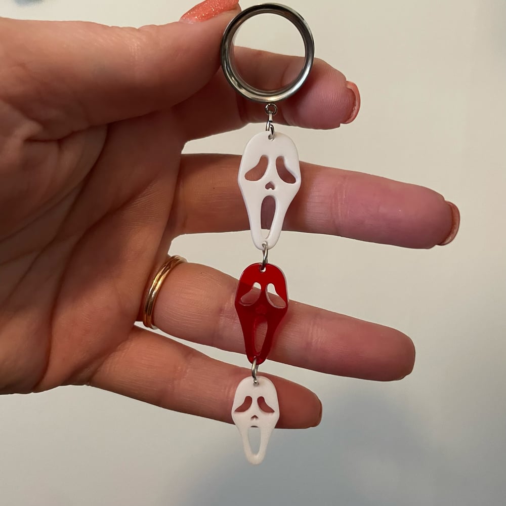 Image of Red/White Ghostface Tunnel Dangles (sizes 2g-2")