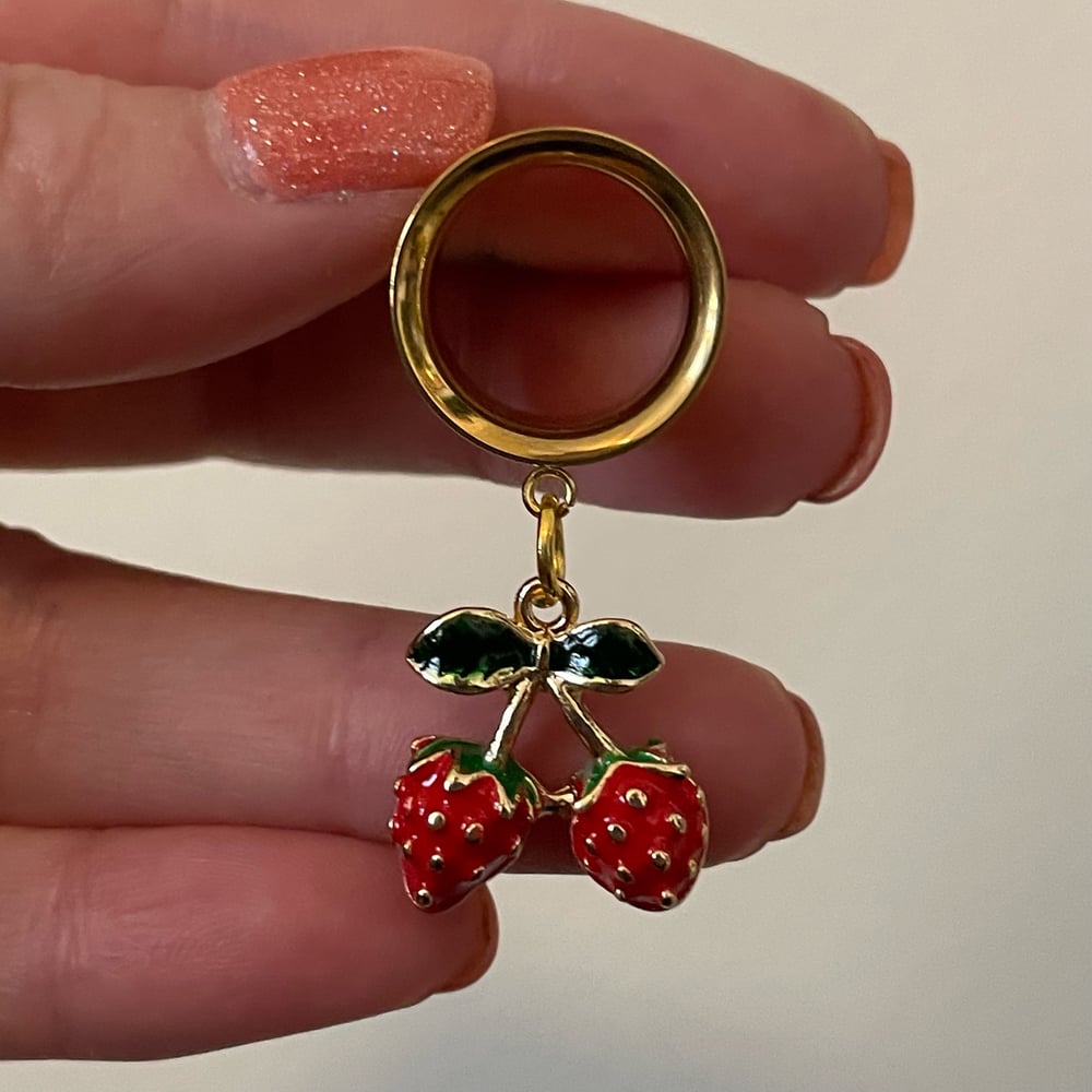 Image of Dainty Strawberry Tunnel Dangles (sizes 2g-1 1/8)