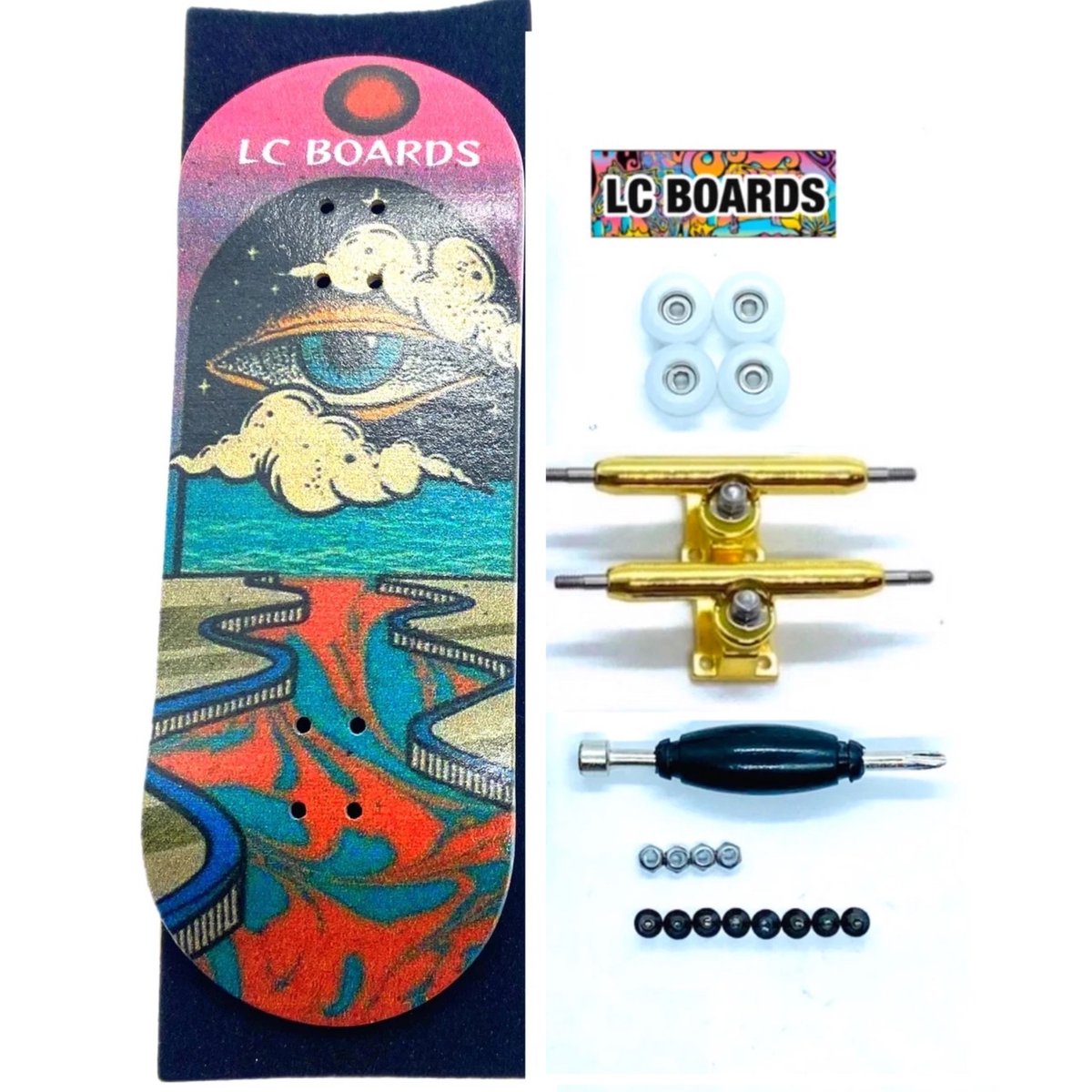 LC BOARDS Fingerboard 98x34 Complete DGK Graphic With Foam Grip Tape