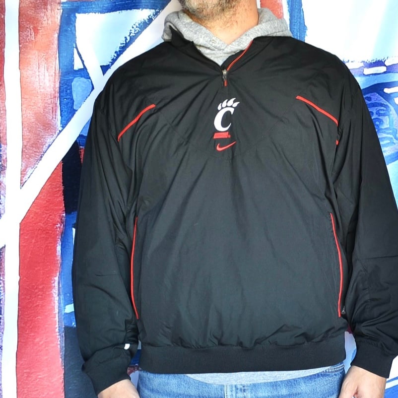 Image of 2000's Cincinnati Bearcats Nike Center Swoosh Half Zip Pullover Jacket Sz.M