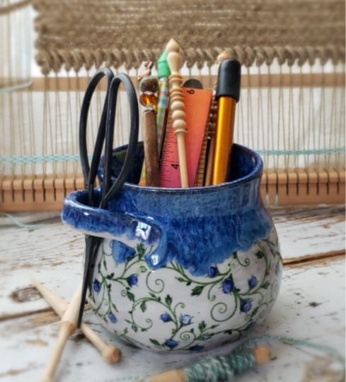 Image of Medium Crafter's Catch-all and snips: Wee Posies in Blue
