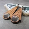 Wood and Glass Dangle Earrings