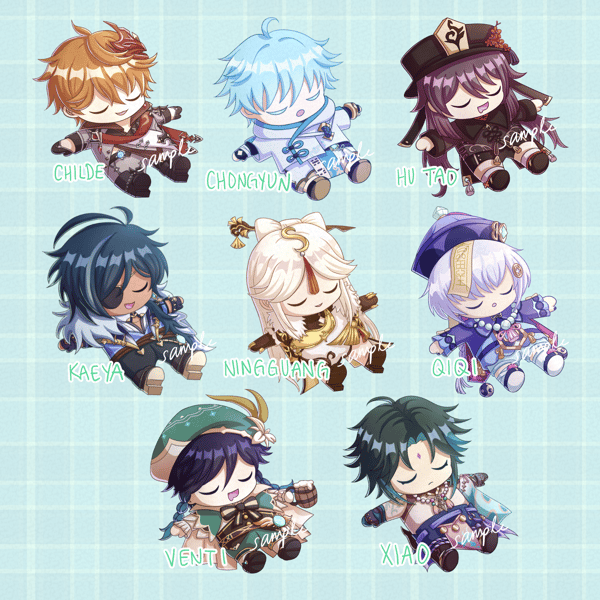 Image of [PREORDER] Genshin Impact Sleepy Chibi Stickers