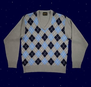 Vintage grey and blue argyle sweater
