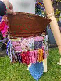 Image 5 of FRILL body cross Sari bag with ruffle -large detachable strap- peace