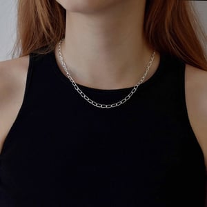 Image of 'Paper Clip' chain silver necklace