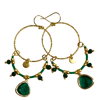 Ltd Ed - Gold Lyra Drop Earrings - Emerald 