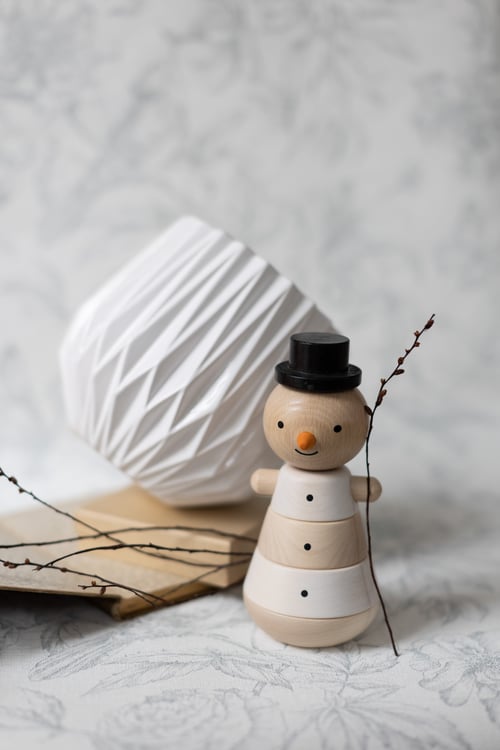 Image of Tour empilable en bois - Bonhomme de neige