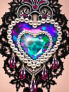 'Skull Jewelled Heart on Lace '