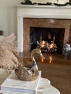 Ornate Brass Swan Double Wooden Wick Soy Candle 