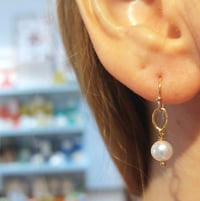 Image 2 of Classic Gold and Pearl Earrings