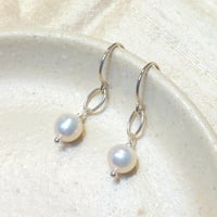 Image 1 of Classic Sterling Silver and Pearl Earrings