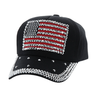 Image 1 of Baseball, Bling, and Patriotism: The Perfect Rhinestone American Flag Cap
