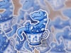 Blue and White Porcelain Tea Rex- 3 inch Vinyl Sticker