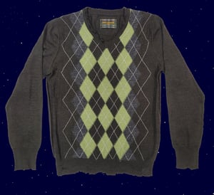 Distressed argyle knit