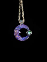 Image 2 of Dichro & stargazer moon pendant with spinning opal. 