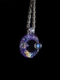 Image 3 of Dichro & stargazer moon pendant with spinning opal. 