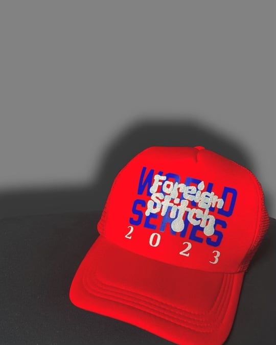 Image of 2023 world series red trucker hat