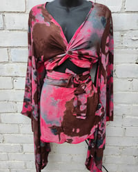 Image 2 of Ubud co ord straight skirt set pink tie dye effect