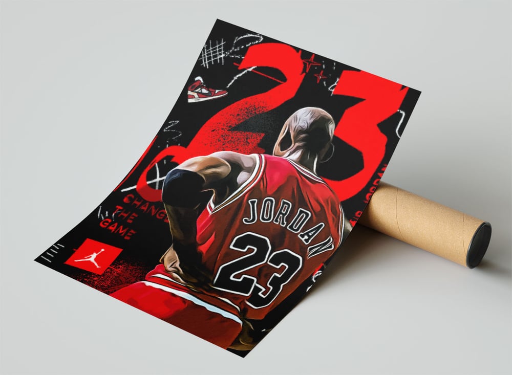 Michael Jordan 23 - Vue arrière Basketball Star Photo Poster Print