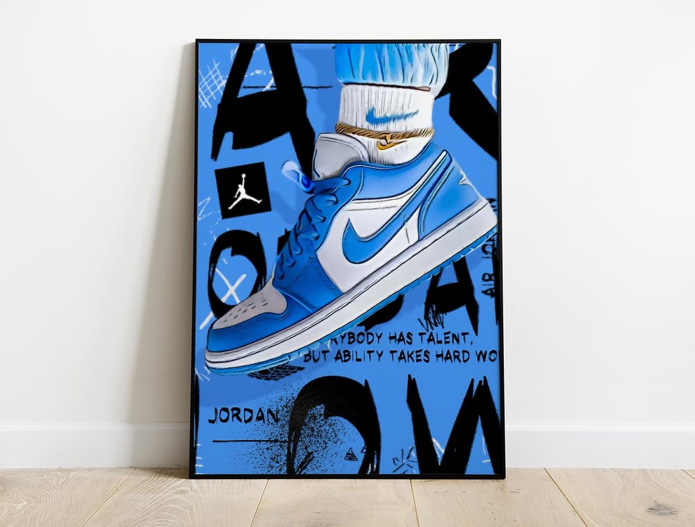 Nike Air Jordan - Signal Blue Sneaker Pop Art Poster Print