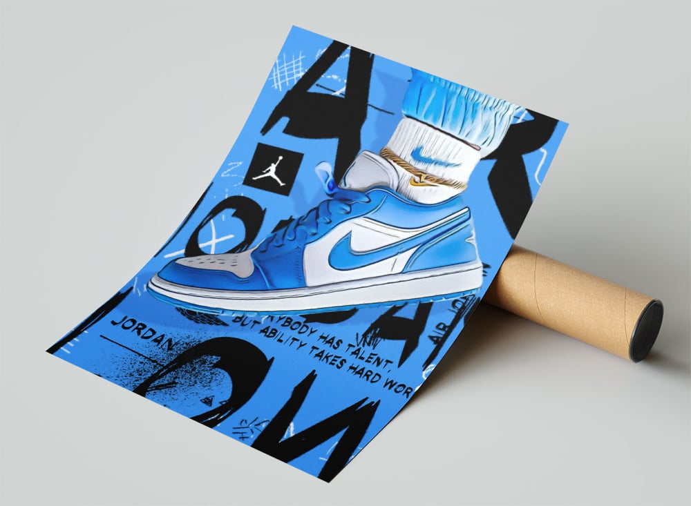 Nike Air Jordan - Signal Blue Sneaker Pop Art affiche impression