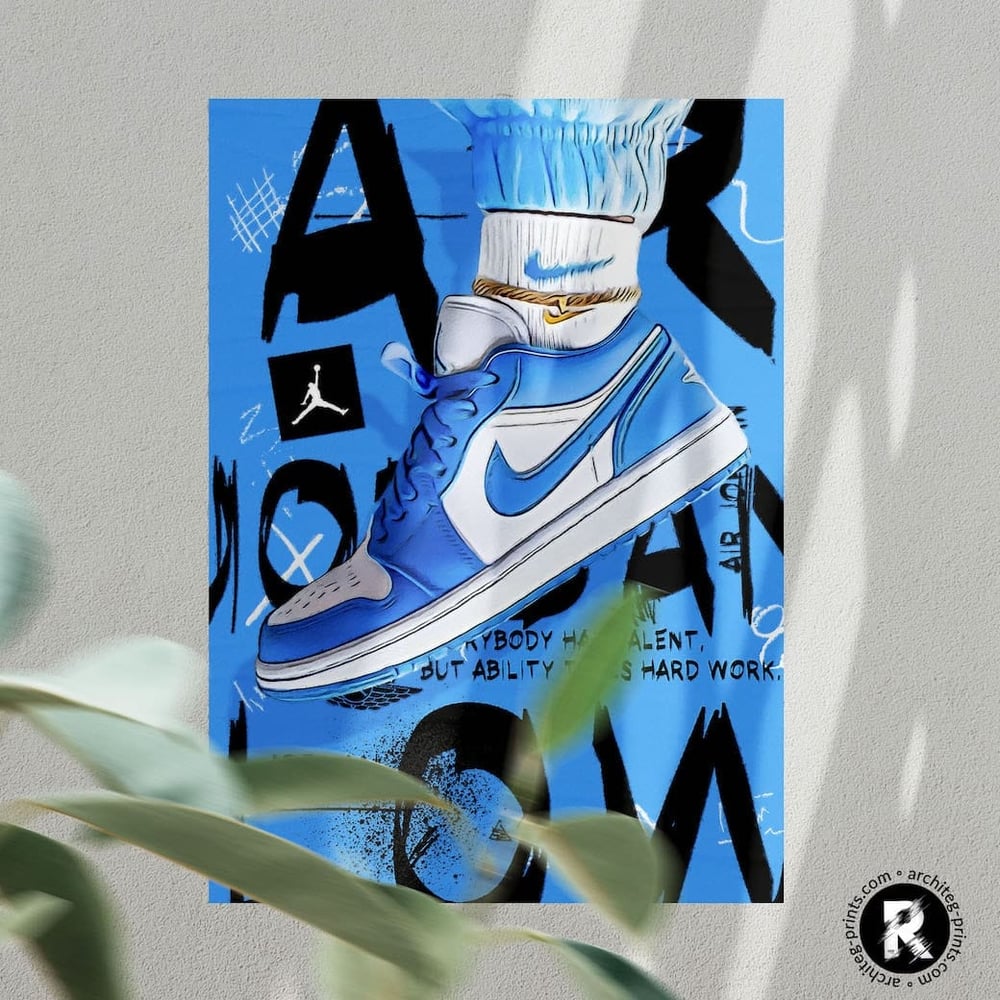 Nike Air Jordan - Signal Blue Sneaker Pop Art Poster Print