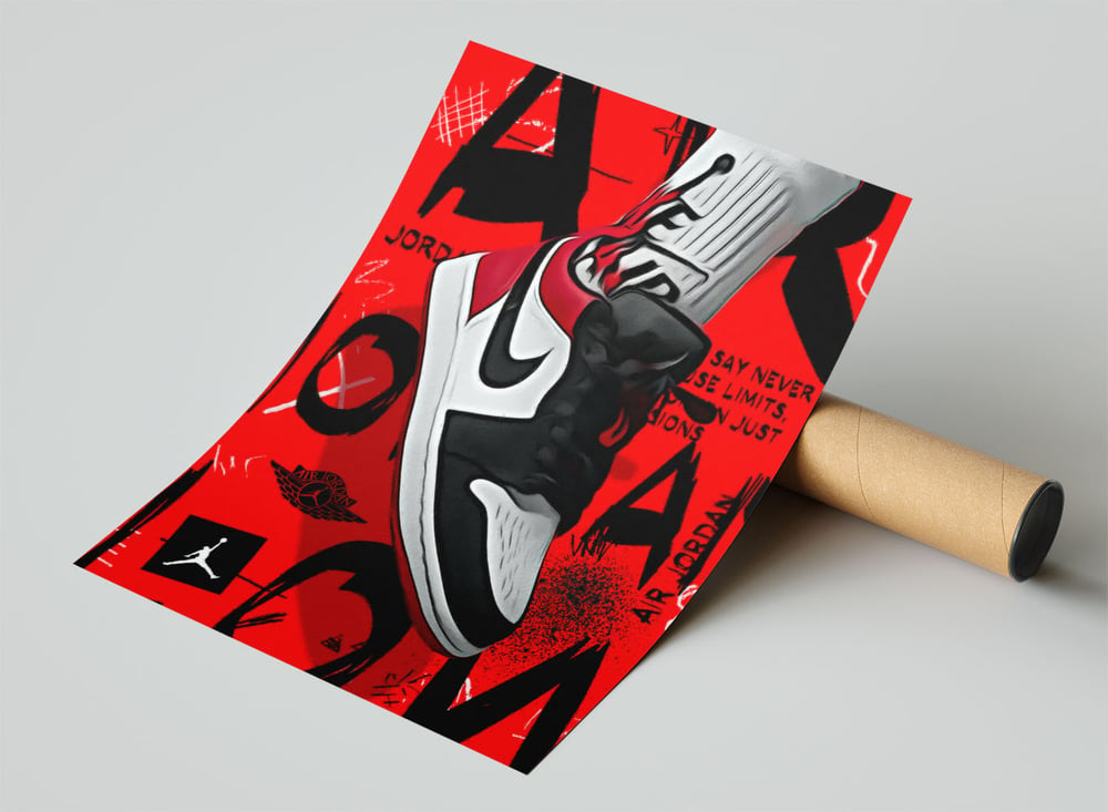 Nike Air Jordan rouge Pop Art affiche impression