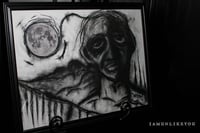 Image 1 of The Moonlight Smothered My Pure Thoughts 18 x 24" [Original Charcoal Drawing Framed]