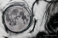 Image 2 of The Moonlight Smothered My Pure Thoughts 18 x 24" [Original Charcoal Drawing Framed]