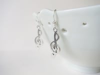 Image 4 of Silver Treble Clef Music Charm Earrings