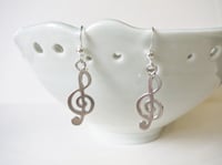 Image 7 of Silver Treble Clef Music Charm Earrings