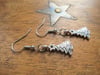 Silver Christmas Tree Charm Earrings, Pierced or Clip On 