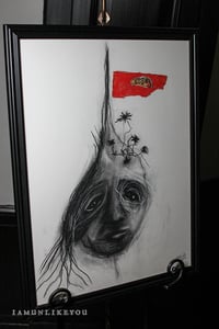Image 1 of Hope at Half-Mast 18 x 24" [Original charcoal & pastel drawing framed]