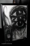Three Visions of the Apocalypse Begin to Loop 18 x 24" [Original Charcoal Drawing Framed]