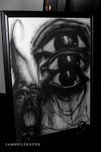 Image 1 of Three Visions of the Apocalypse Begin to Loop 18 x 24" [Original Charcoal Drawing Framed]