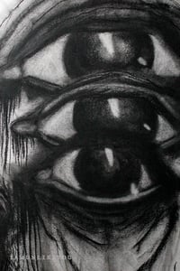 Image 3 of Three Visions of the Apocalypse Begin to Loop 18 x 24" [Original Charcoal Drawing Framed]