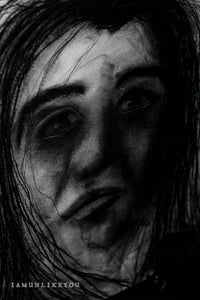 Image 4 of The Onlooker Waits for Me to Bleed 18 x 24" [Original charcoal drawing framed]