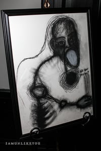 Image 1 of Fruitless Emotional Contagion 18 x 24" [Original Charcoal Drawing Framed]