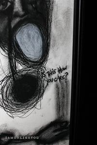Image 2 of Fruitless Emotional Contagion 18 x 24" [Original Charcoal Drawing Framed]