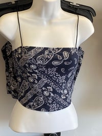 NAVY BANDANA SPAGHETTI STRAP TOP