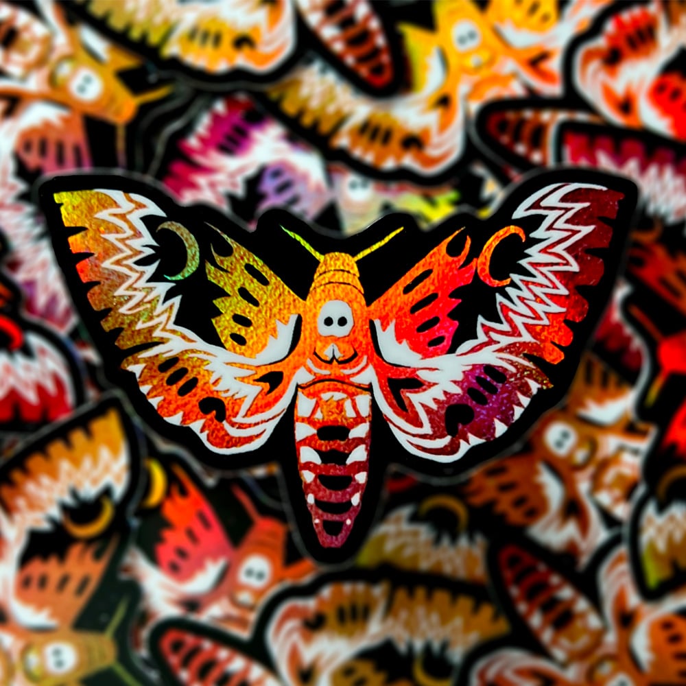 Metallic Waterproof Death's Head Moth Sticker