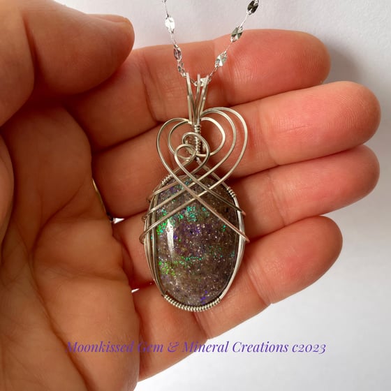 Image of Andamooka Opal Sterling Silver Wirewrapped Pendant