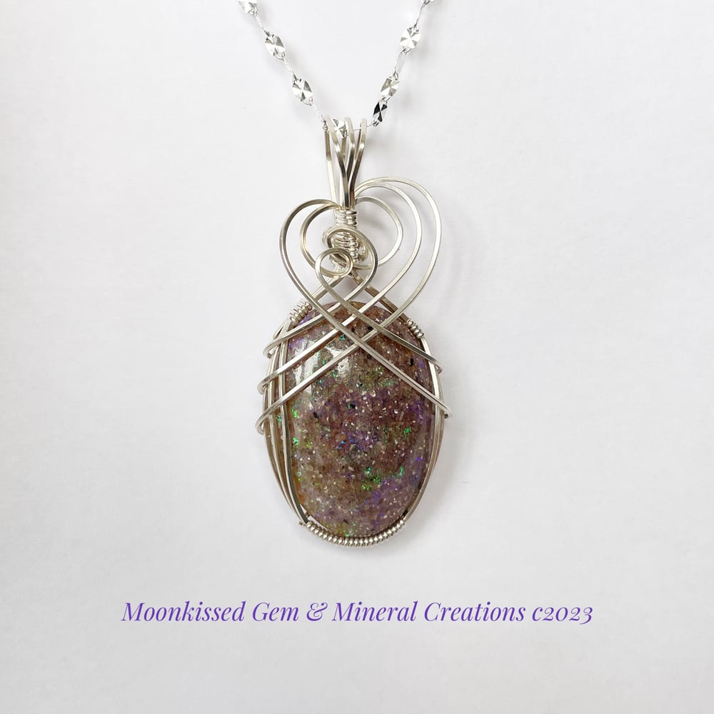 Image of Andamooka Opal Sterling Silver Wirewrapped Pendant