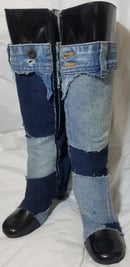 Image 3 of Tasty Raw Edge Denim “Pastiche” Tall Boots